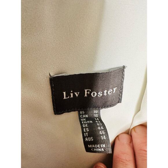 LIV FOSTER Tie Dye Multicolor Floral Abstract Side Cutout A-Line Gown Size 10 - Picture 12 of 16